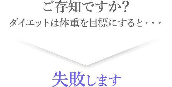 ご存知ですか？ダイエットは体重を目標にすると・・・失敗します